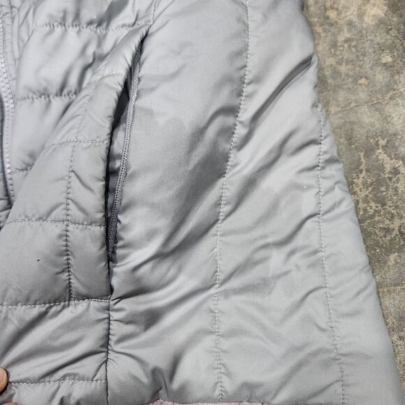 North Face Girls Mossbud Swirl Puffer Reversible Jacket XL (18) Gray Purple - Picture 8 of 12